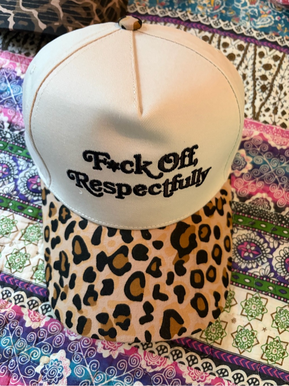 Respectfully Bold  Beige Leopard-Print Cap